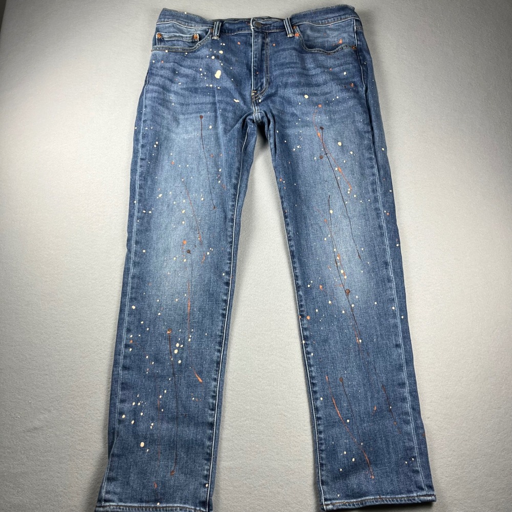Levis 511 Slim Fit Jeans Mens 36x32 Blue Paint Splatter Denim Pants S40115 AD
